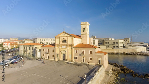 Square of Leghorn along the sea, Tuscany from the air