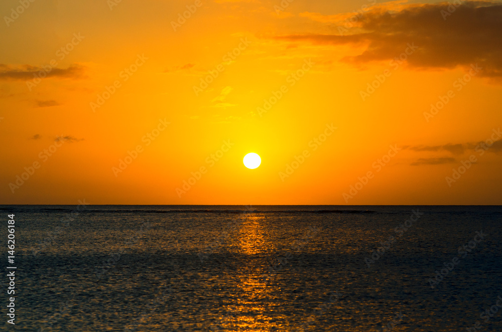 Sunset over the ocean, Mauritius