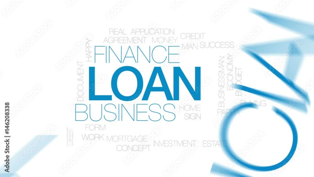 Loan animated word cloud, text design animation. Kinetic typography.