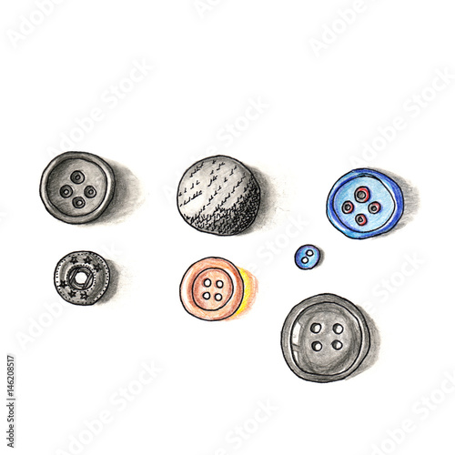 Buttons sketch, pencil drawing