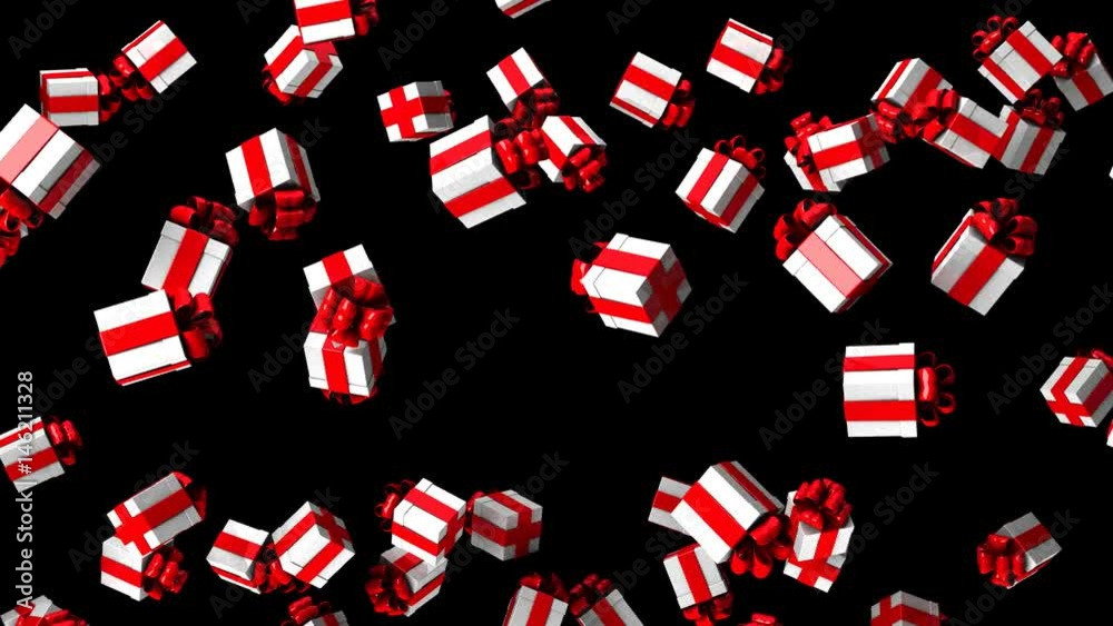 Gift Boxes On Black Background. Loop able 3DCG render Animation. Stock ...