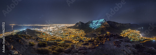 A panoramic view over Cape Town from the summit of Lion's Head