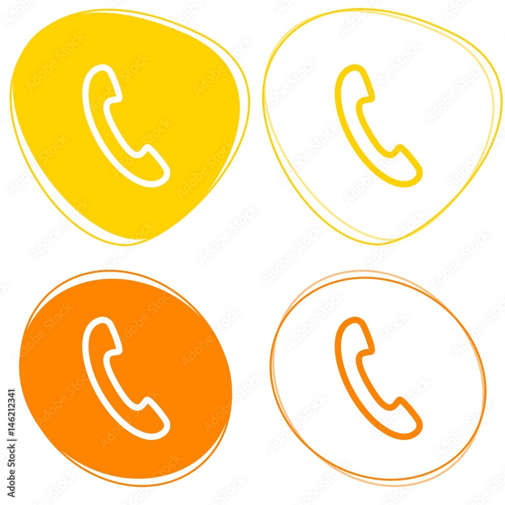 Set of yellow phone icons - Phone icon set - Call and phone