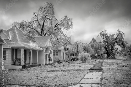 Houses in Oklahoma Covered in Ice after the January 2007 North American Ice Storm
