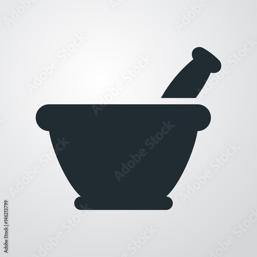 Icono plano mortero de cocina en fondo degradado