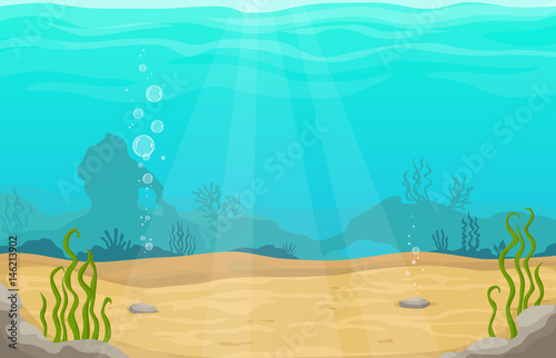 Underwater world in sea vector cartoon landscape