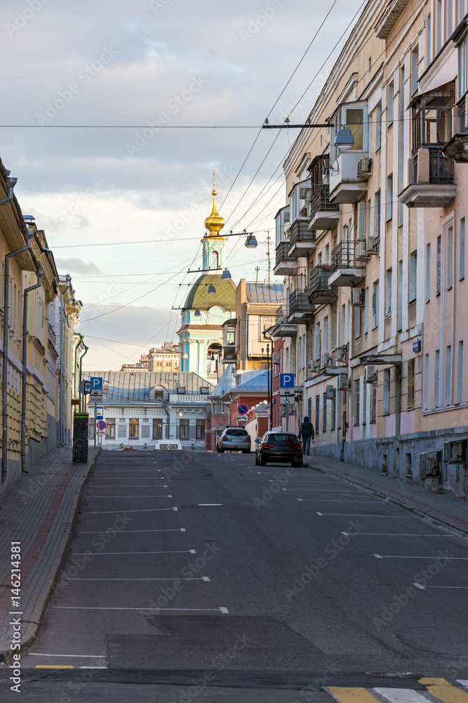 Fototapeta premium Street view, the old center of Moscow in the daylight