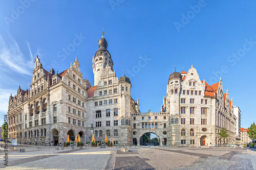 View on New town hall (Neues Rathaus) from Burgplatz square in Leipzig, Saxony, Germany photo