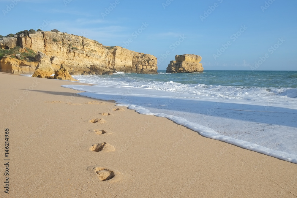 Sao Rafael Beach in Albufeira. A popular travel and vacations destination. Algarve, Portugal