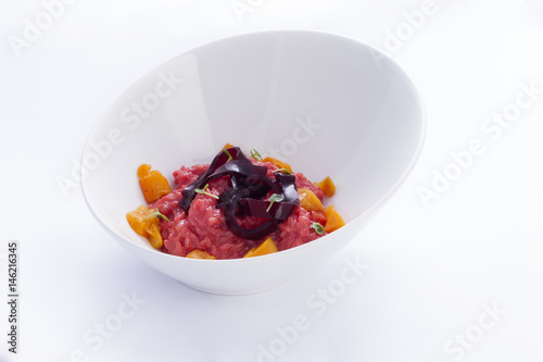 Risotto with beetroot and pumpkin