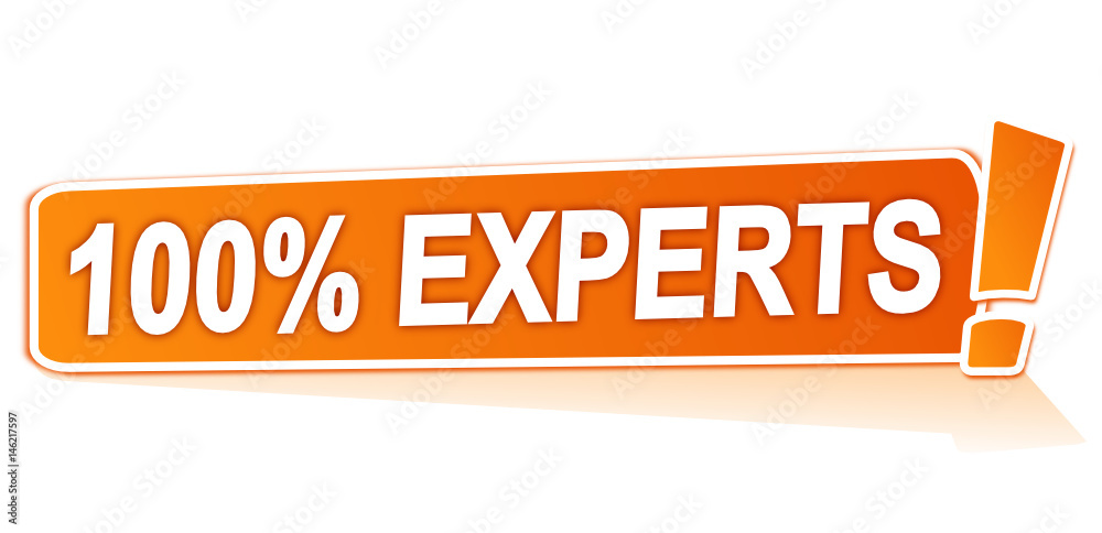 100 pour 100 experts sur étiquette orange 100 pour 100 experts sur étiquette orange