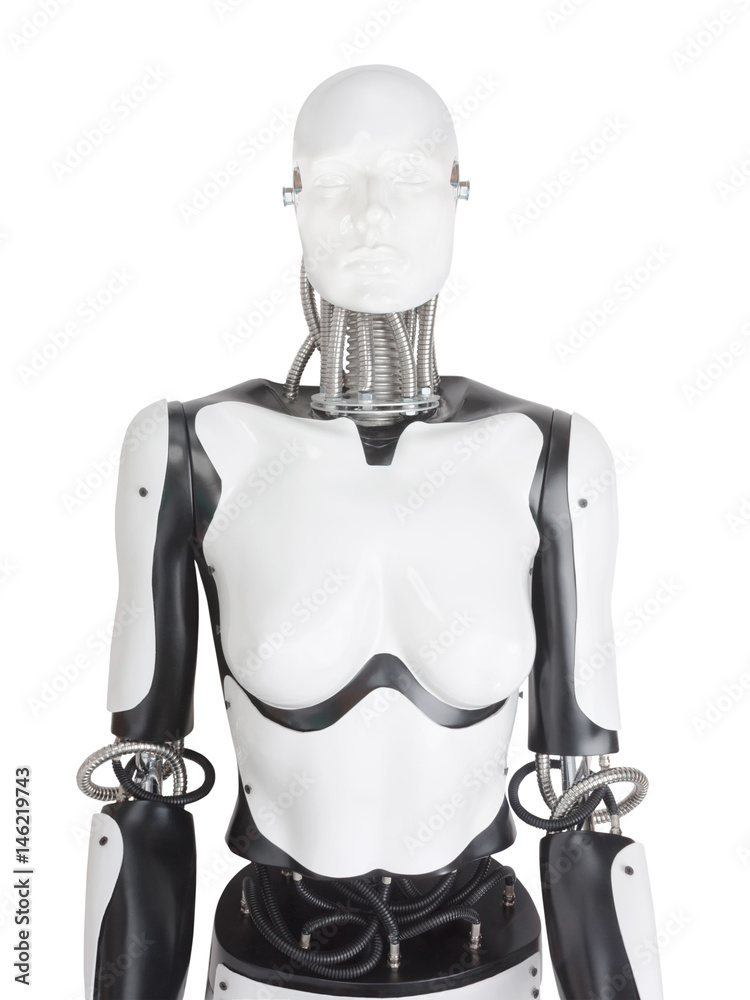 Female robot mannequin torso isolated on white background Female robot mannequin torso isolated on white background