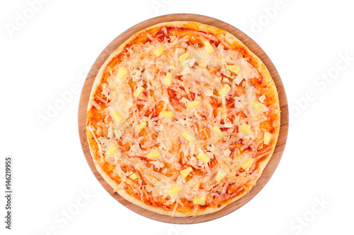 Tasty, flavorful pizza isolated on white background