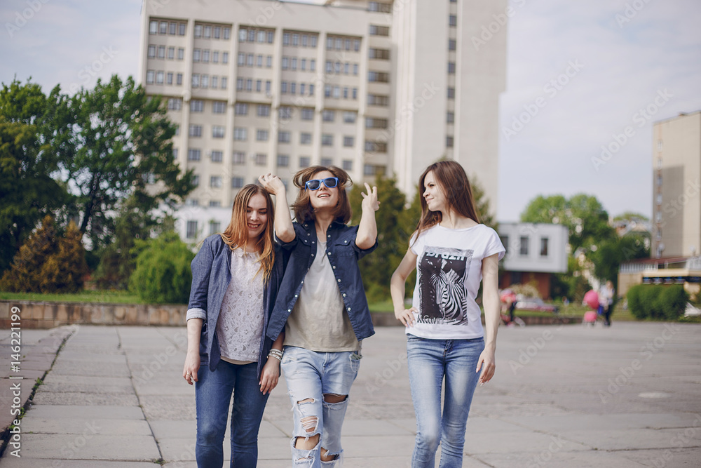 three beautiful girls on walk three beautiful girls on walk