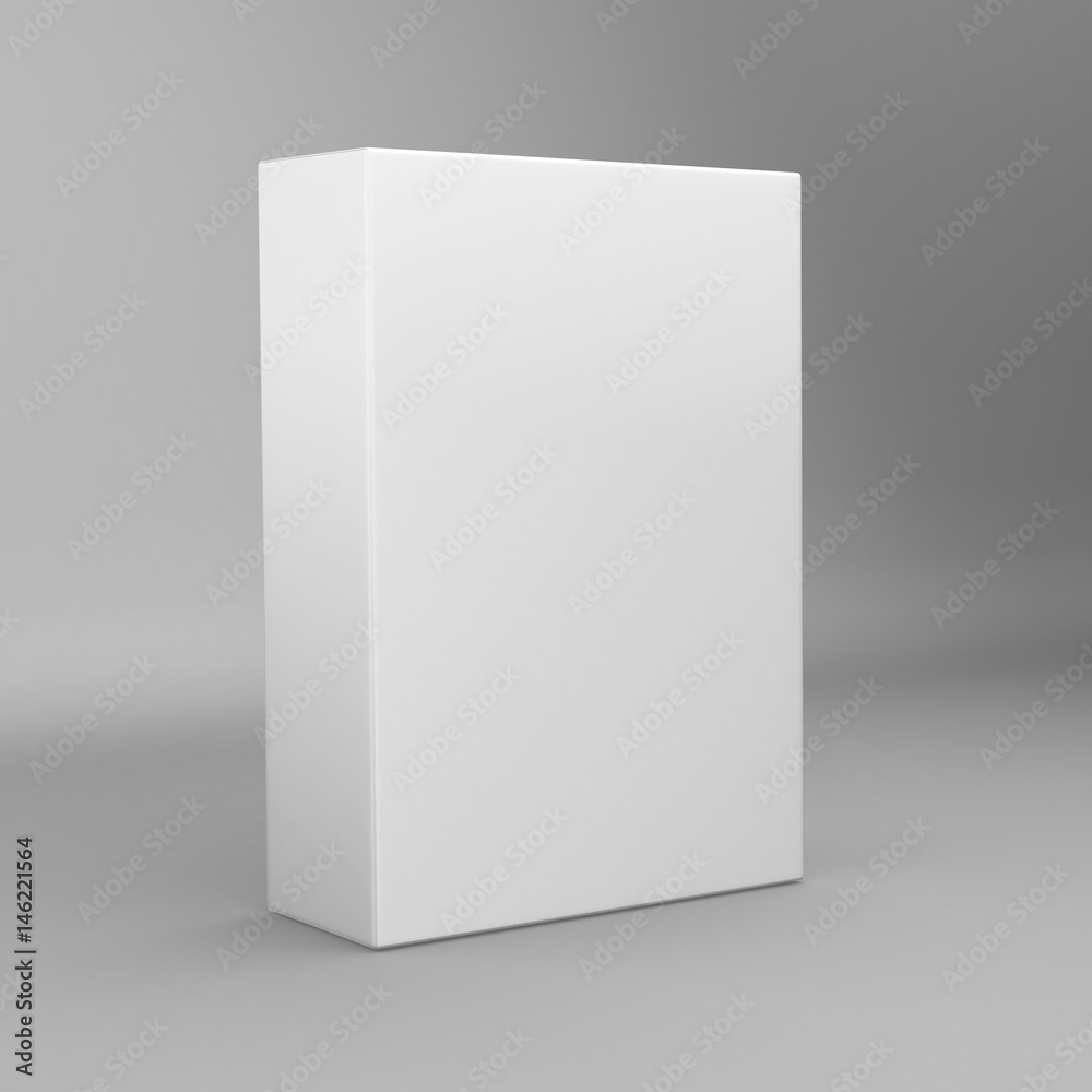 White tall rectangle blank box isolated on grey background. - obrazy, fototapety, plakaty 