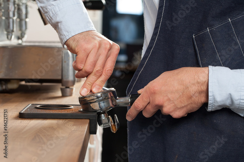 Barista preparing espresso