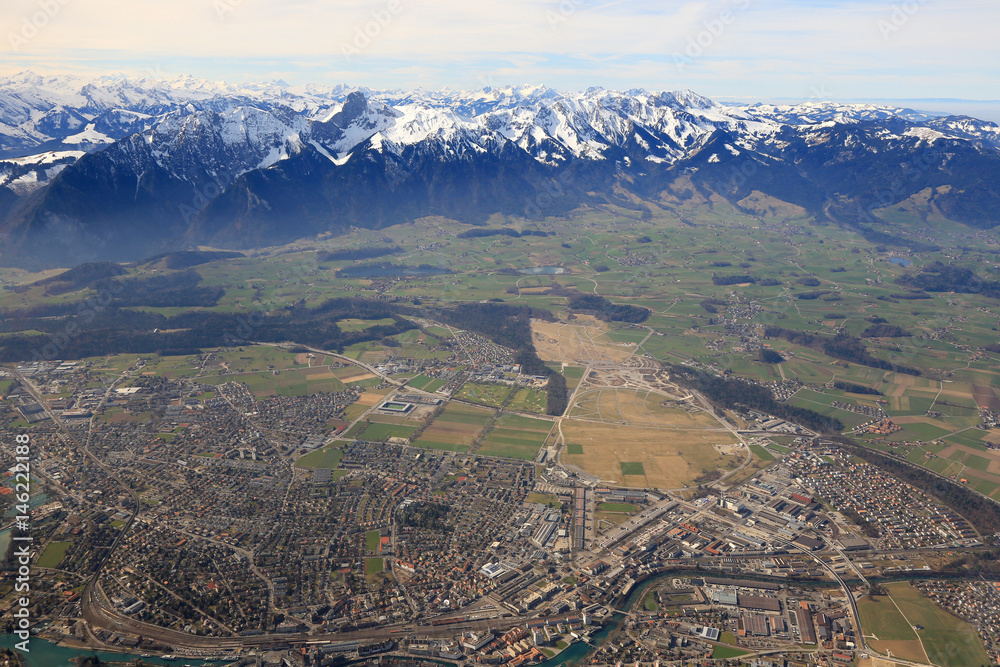 Thun Panorama Alpen Berge City Stadt Schweiz Luftbild