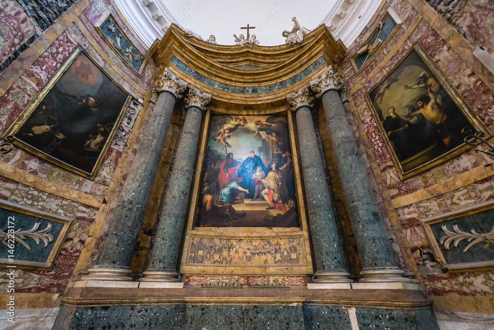 One of bye altars of Benedictine Monastery of San Nicolo l'Arena Church in Catania, Sicily Island of Italy