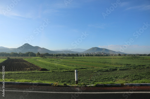 Road trip across volcanic landscape in Mexico