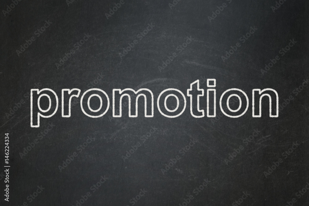 Marketing concept: Promotion on chalkboard background Marketing concept: Promotion on chalkboard background
