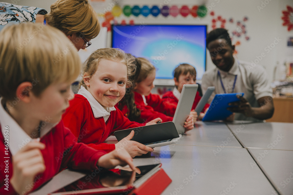 Fototapeta premium Happy Student In Technology Lesson