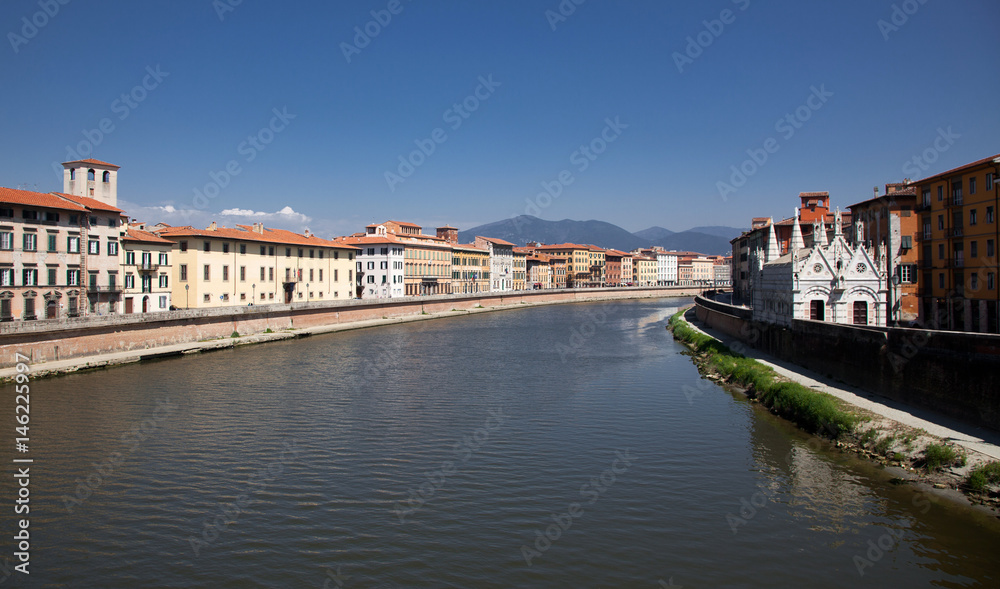travel amazing Italy series - Arno River and Santa Maria della Spina Church, Pisa, Tuscany,