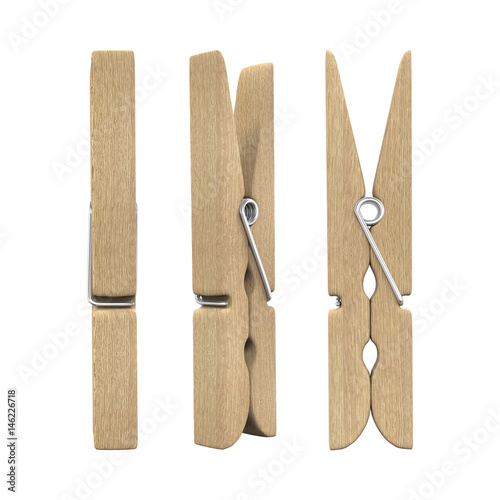 Wooden Clothespin Isolated