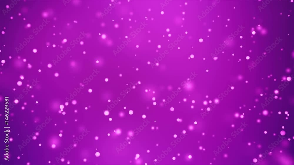  Loopable CGI animation of sparkling particles and bokeh lights floating against purple background 