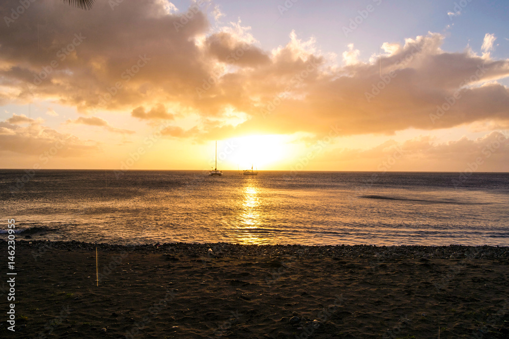 Dominica Island Beach Sunset Landscape