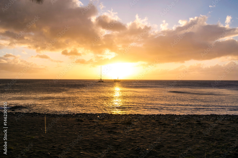Dominica Island Beach Sunset Landscape Dominica Island Beach Sunset Landscape