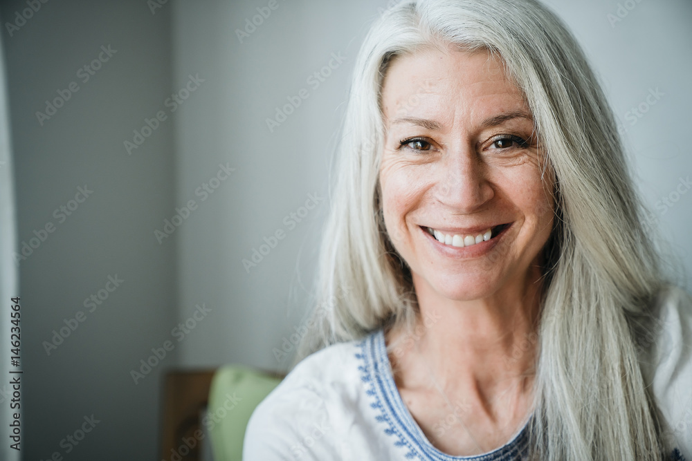 Caucasian woman smiling Caucasian woman smiling