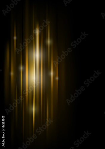 Vertical dark background with luminous particles and vertical lines. Black background with colored strings and sparks