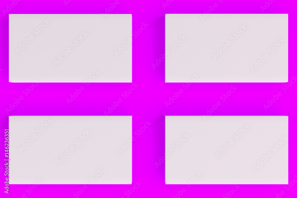 White blank business cards mock-up on violet background White blank business cards mock-up on violet background
