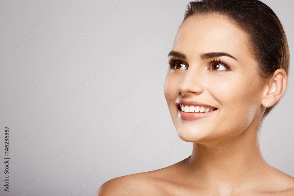 Girl with nude make up at studio Girl with nude make up at studio
