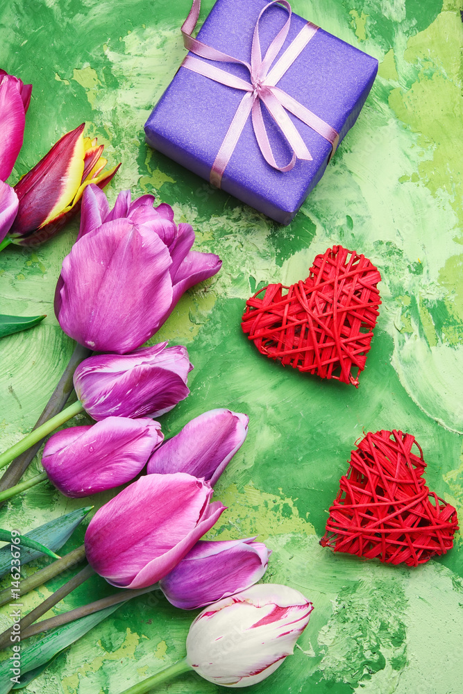 Symbolic heart and flowers Valentine day Symbolic heart and flowers Valentine day