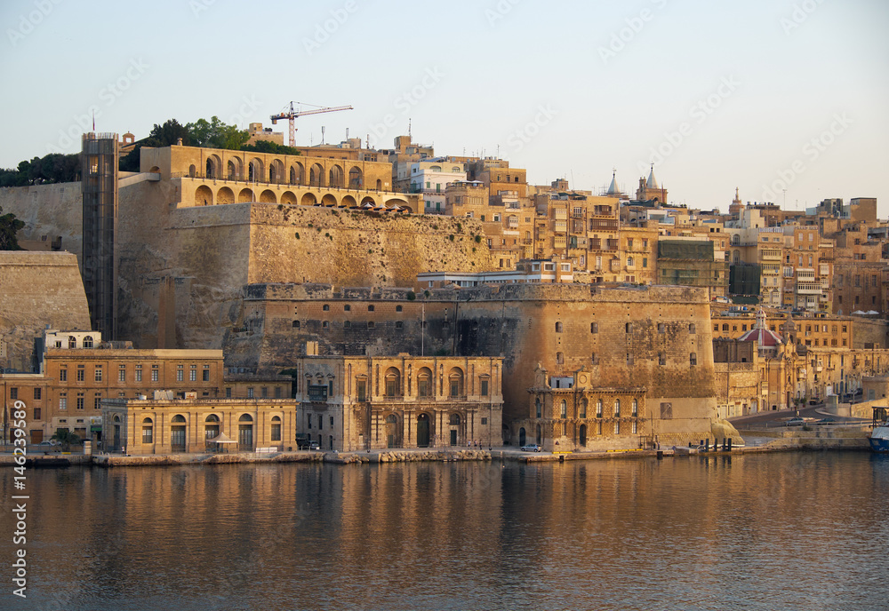 The view of Fort Lascaris from the water of Grand Harbour. Malta