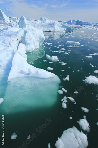 Glaciers at a day time boat tour in Ilulissat, Greenland 