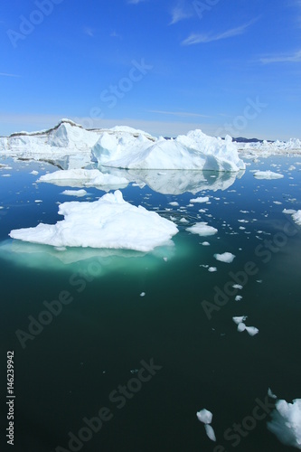 Glaciers at a day time boat tour in Ilulissat, Greenland 