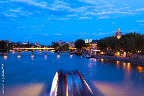 Paris and Seine at Night, France
