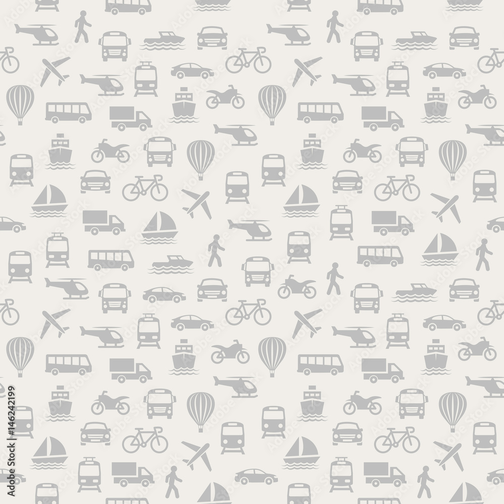 Transport seamless pattern. Background with icons.