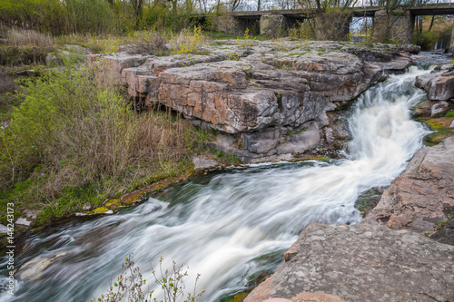 Waterfall and rock