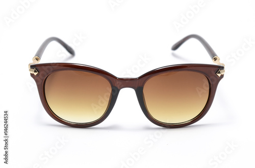women's sunglasses with brown glass isolated on white