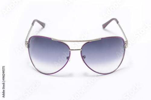 Sunglasses in purple iron frame isolated on white