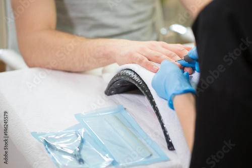 Close up of men's manicure