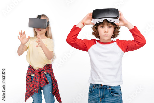 Friends in virtual reality headsets