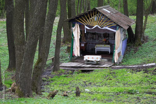 GOMEL, BELARUS - 19 APRIL 2017: Holy spring near the village of Raduga photo