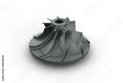 3D illustration of turbo impeller photo