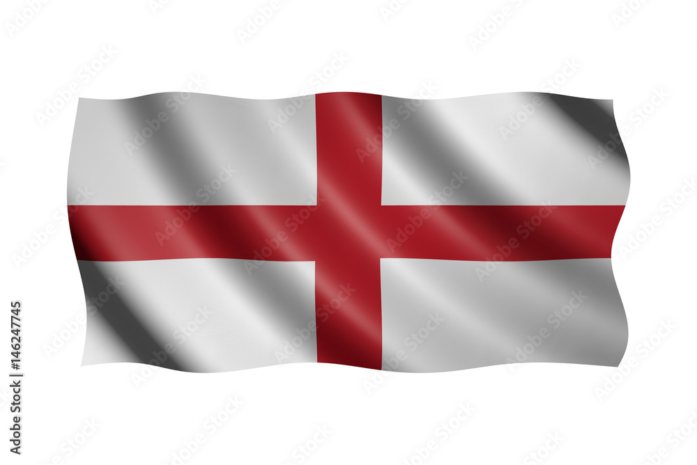 Flag of England isolated on white, 3d illustration