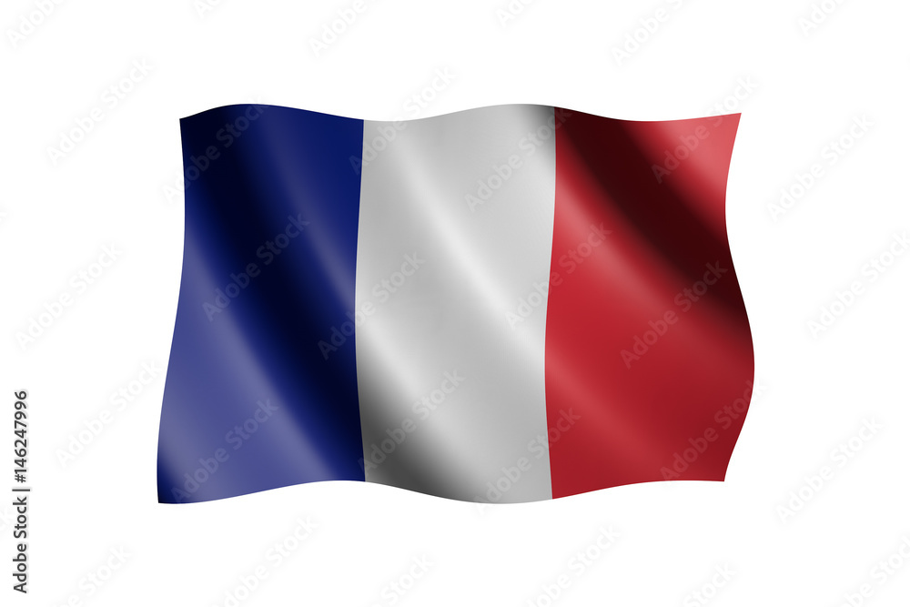 Flag of France isolated on white, 3d illustration Flag of France isolated on white, 3d illustration