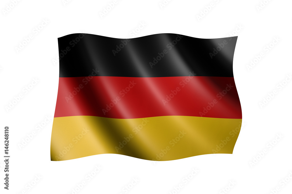 Flag of Germany isolated on white, 3d illustration Flag of Germany isolated on white, 3d illustration